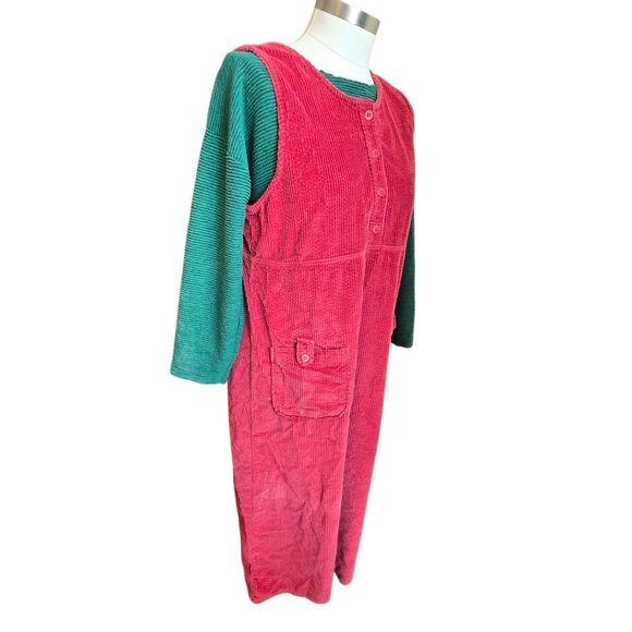 Vintage Real Comfort Pink Corduroy Sleeveless Dress & Green Top Set CM2134 - Picture 5 of 10